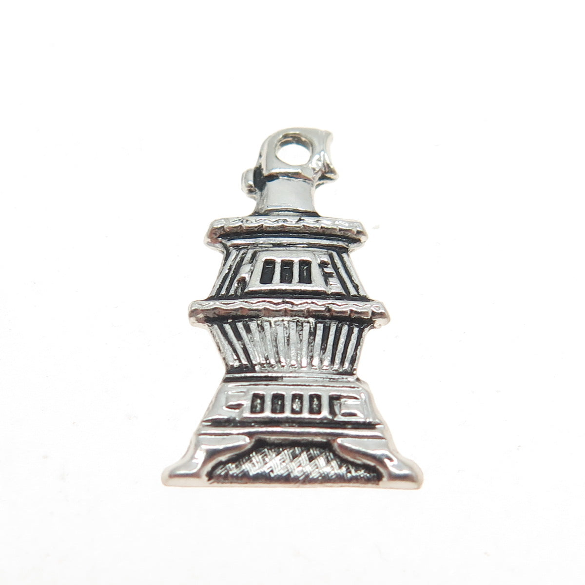 925 Sterling Silver Vintage Pagoda Minimalist Charm Pendant