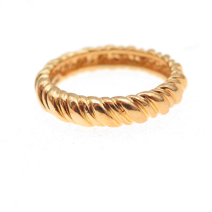 Ross Simons 925 Sterling Silver Gold Plated Ribbed Band Ring Size 7