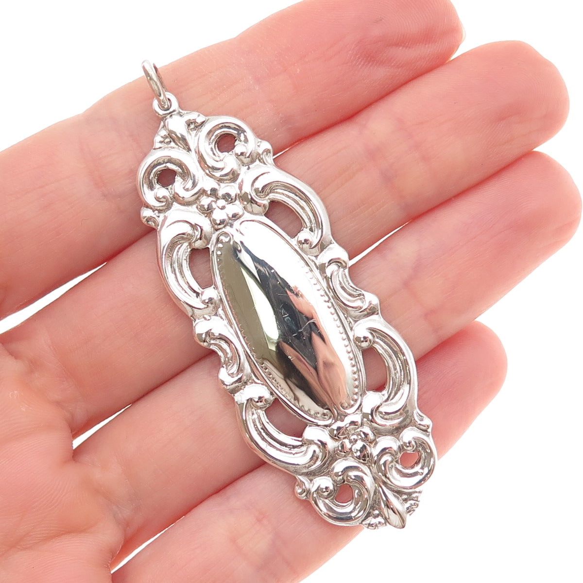 925 Sterling Silver Vintage Fleur de Lis Floral Charm Pendant