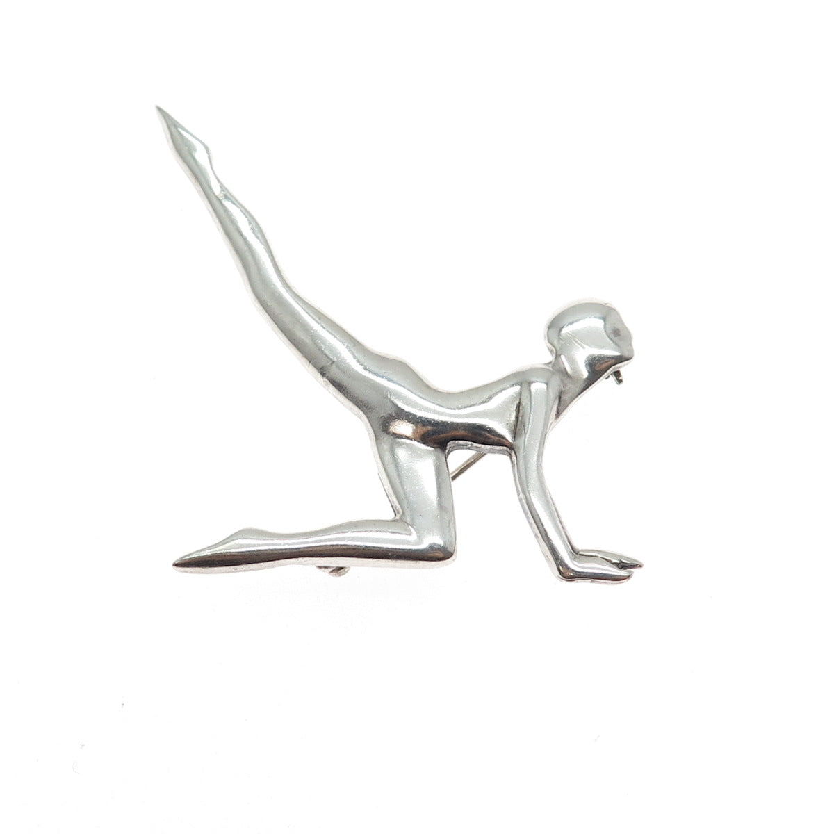 925 Sterling Silver Vintage Mexico Gymnastic Modernist Pin Brooch