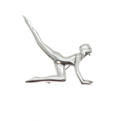 925 Sterling Silver Vintage Mexico Gymnastic Modernist Pin Brooch