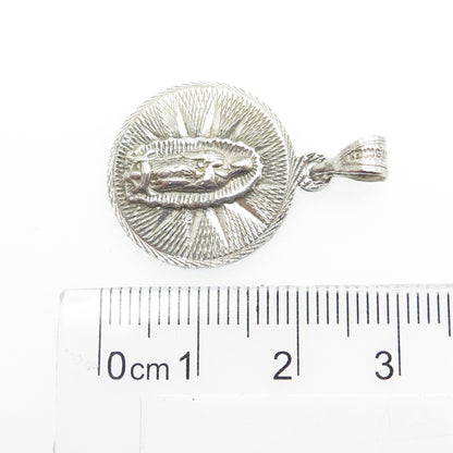 925 Sterling Silver Vintage Mexico St. Mary Engraved Religious Pendant