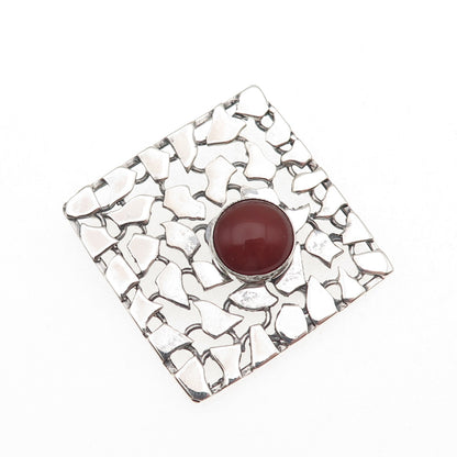 925 Sterling Silver Vintage Israel Real Carnelian Modernist Slide Pendant