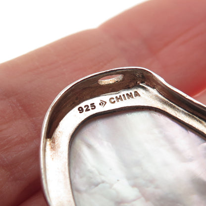 SILPADA 925 Sterling Silver Real Doublet MOP & C Z Modernist Slide Pendant