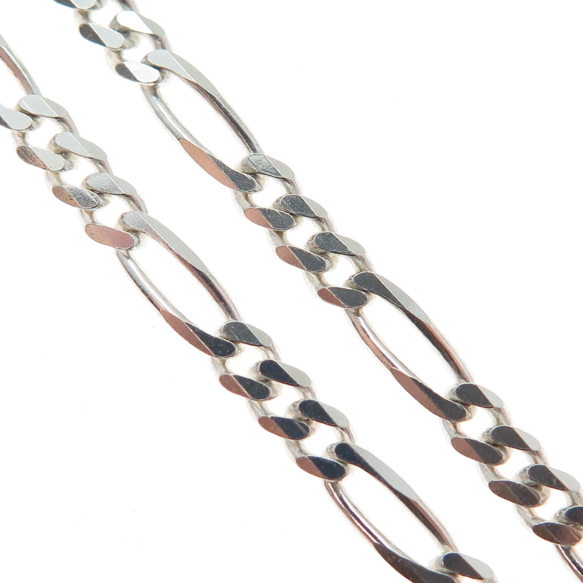 925 Sterling Silver Vintage Italy Figaro Link Bracelet 8"