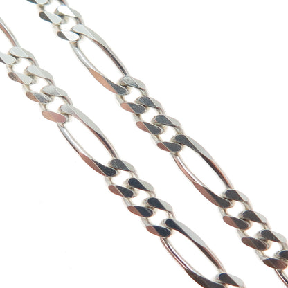 925 Sterling Silver Vintage Italy Figaro Link Bracelet 8"