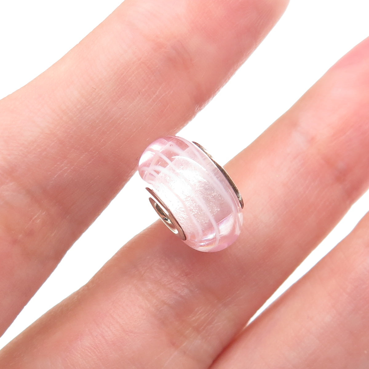 CHAMILIA 925 Sterling Silver Pink Murano Glass Bead Charm
