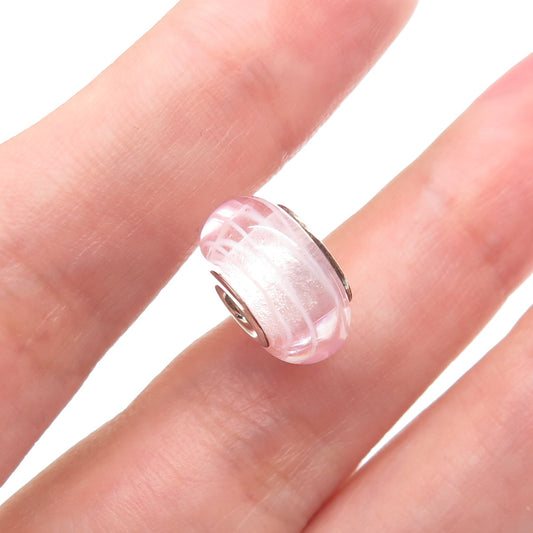 CHAMILIA 925 Sterling Silver Pink Murano Glass Bead Charm