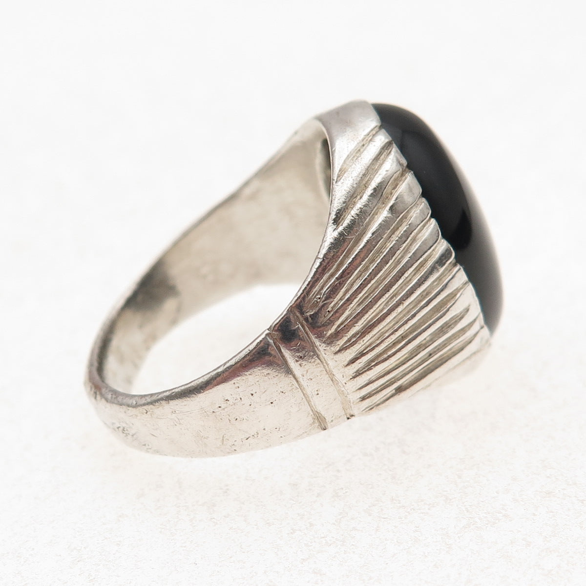 Old Pawn 925 Sterling Silver Vintage Southwestern Black Onyx Ring Size 11.5