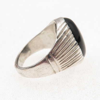 Old Pawn 925 Sterling Silver Vintage Southwestern Black Onyx Ring Size 11.5