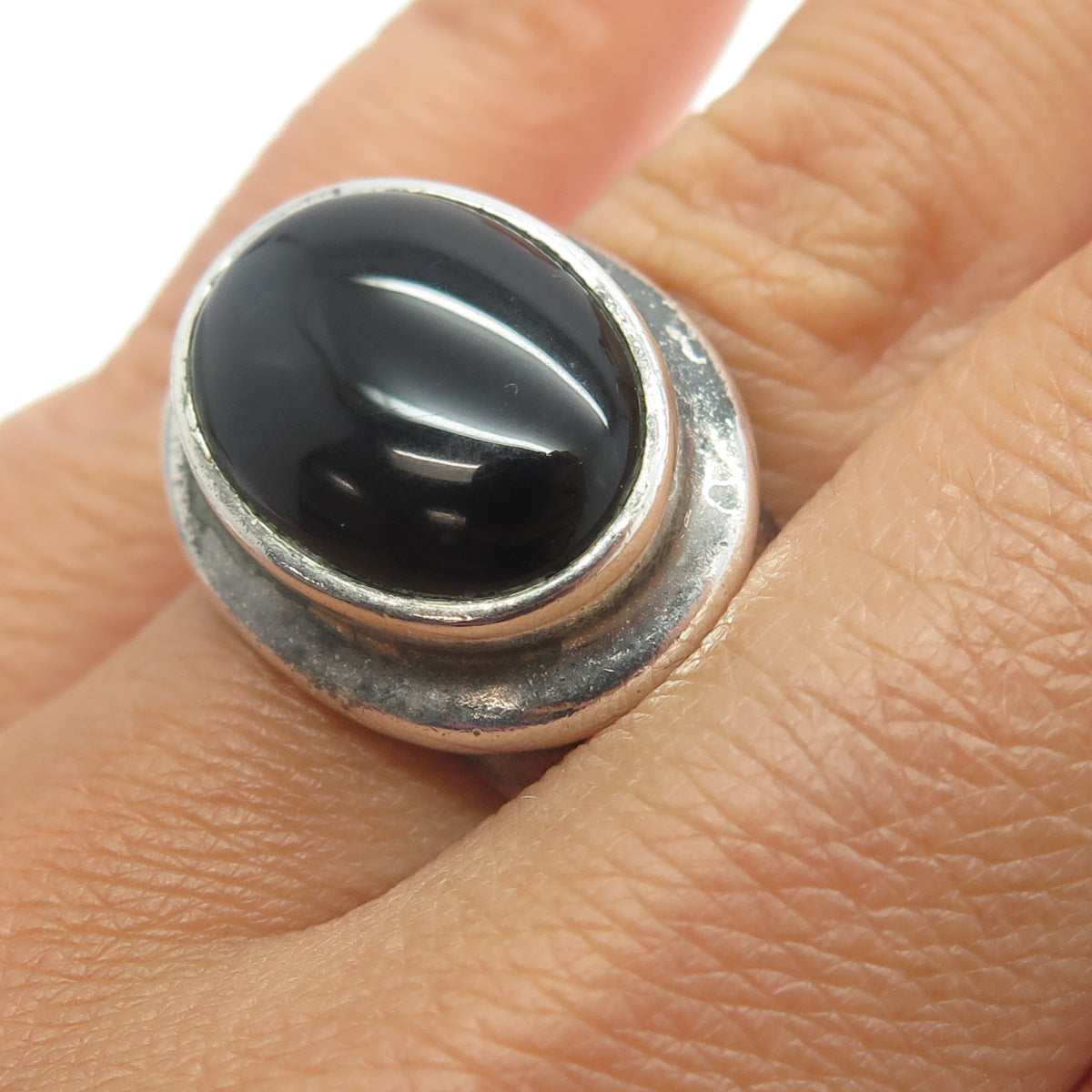 ESPO SIG Joseph Esposito 925 Sterling Silver Vintage Black Onyx Ring Size 7.75