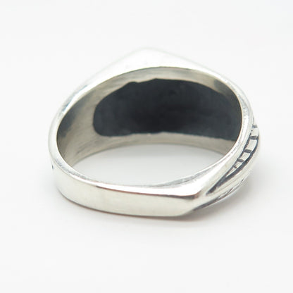 925 Sterling Silver Vintage Etched Striped Ring Size 9