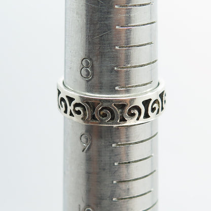 925 Sterling Silver Vintage Spiral All Around Band Ring Size 8.75