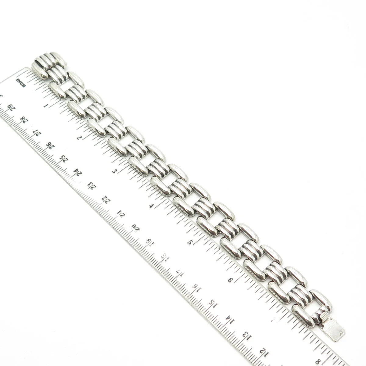 835 Silver Antique Art Deco Panther Link Bracelet 7.5"