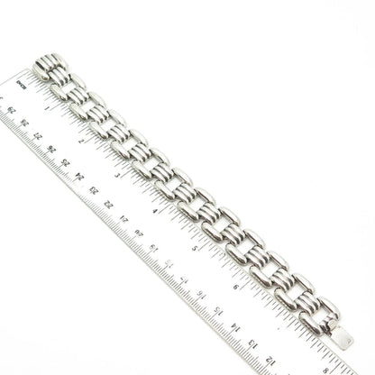 835 Silver Antique Art Deco Panther Link Bracelet 7.5"
