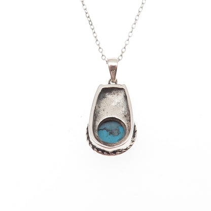 925 Sterling Silver Real Sleeping Beauty Turquoise Cable Chain Necklace 18"
