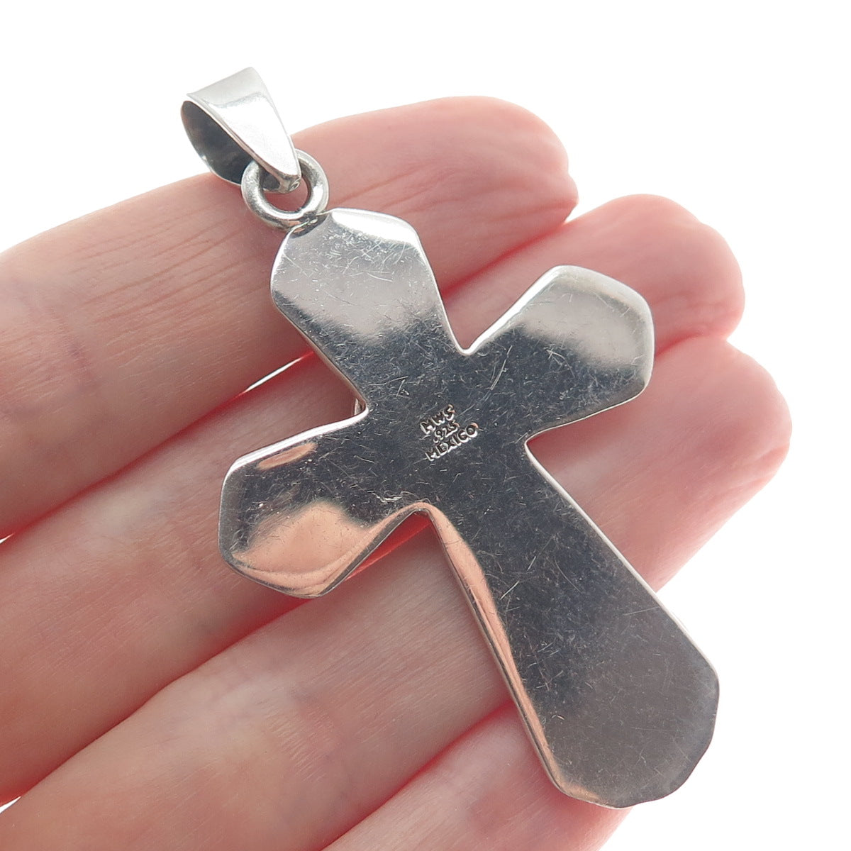 MARK WASSERMAN SAMARA 925 Sterling Vintage Mexico Black Onyx Gem Cross Pendant