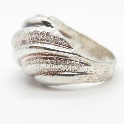 925 Sterling Silver Vintage Dotted Ribbed Wide Ring Size 7
