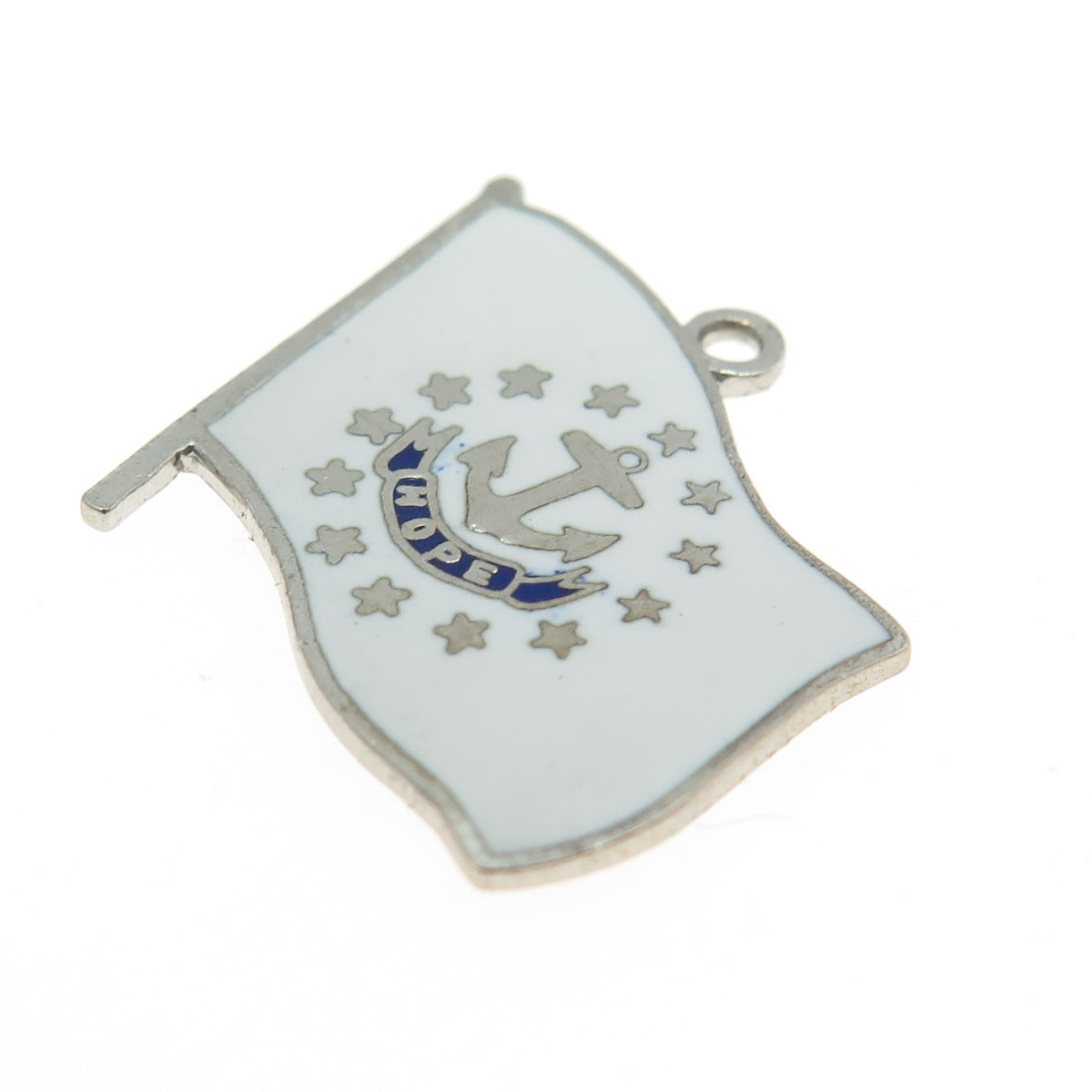 925 Sterling Silver Antique Art Deco Enamel Flag of Rhode Island Pendant