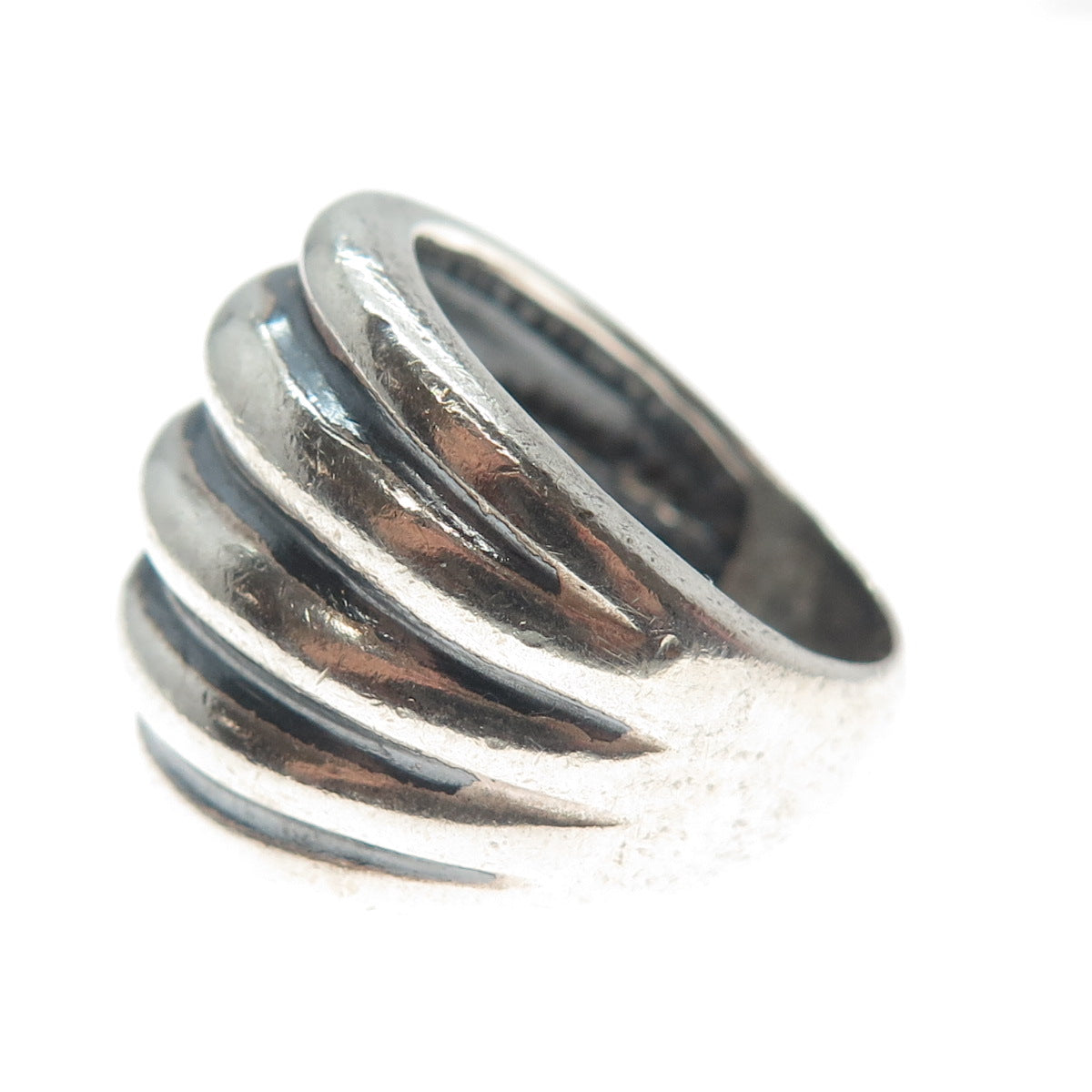 SILPADA 925 Sterling Silver Vintage Ribbed Wide Ring Size 8.75