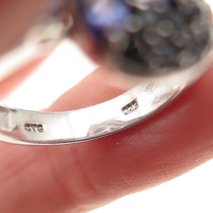 Chuck Clemency 925 Sterling Silver Real Tanzanite & Black Spinel Ring Size 8.25
