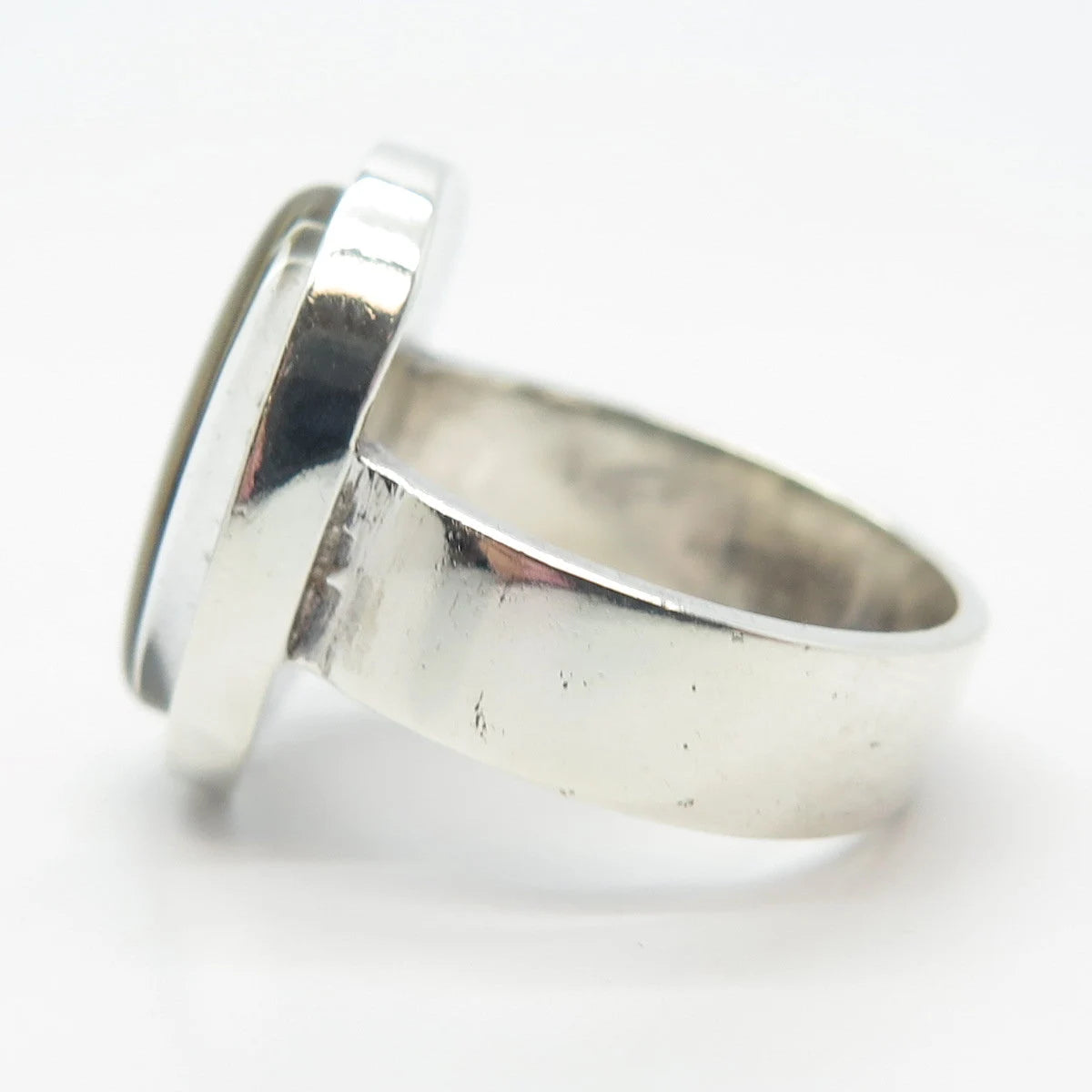 925 Sterling Silver Vintage Glass Oval Ring Size 6.25