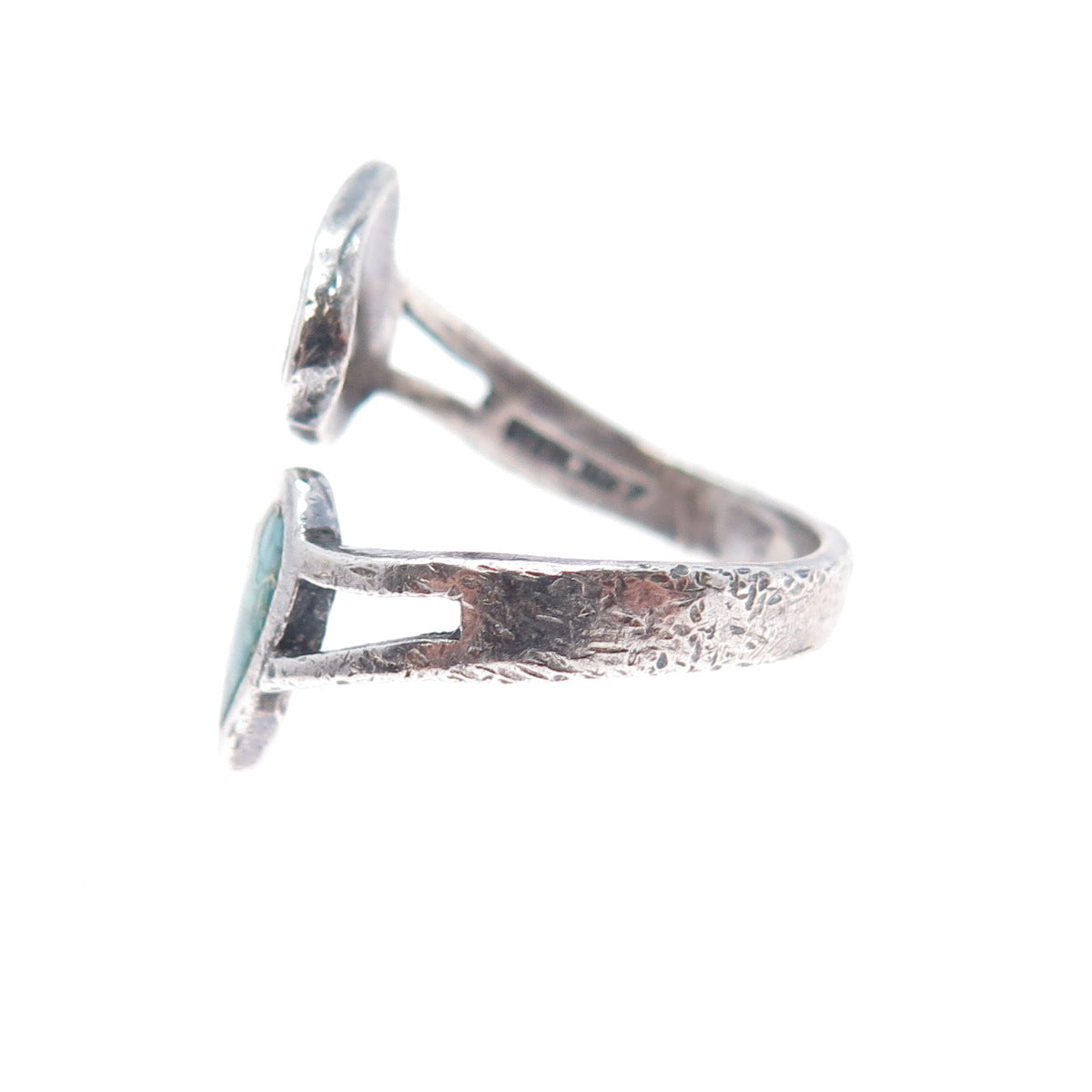 Pacific Jewelry Old Pawn Sterling Turquoise Inlay Heart Adjustable Ring Size 6