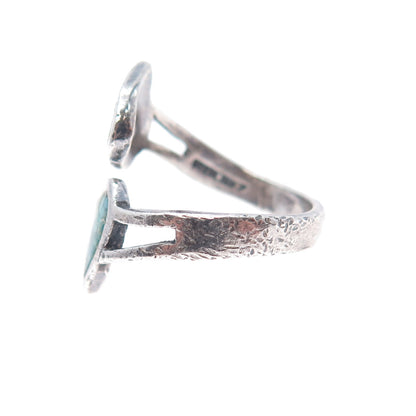 Pacific Jewelry Old Pawn Sterling Turquoise Inlay Heart Adjustable Ring Size 6