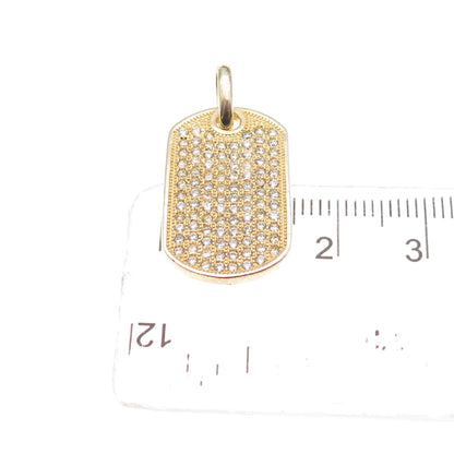 925 Sterling Silver Gold Plated Round-Cut C Z Tag Charm Pendant