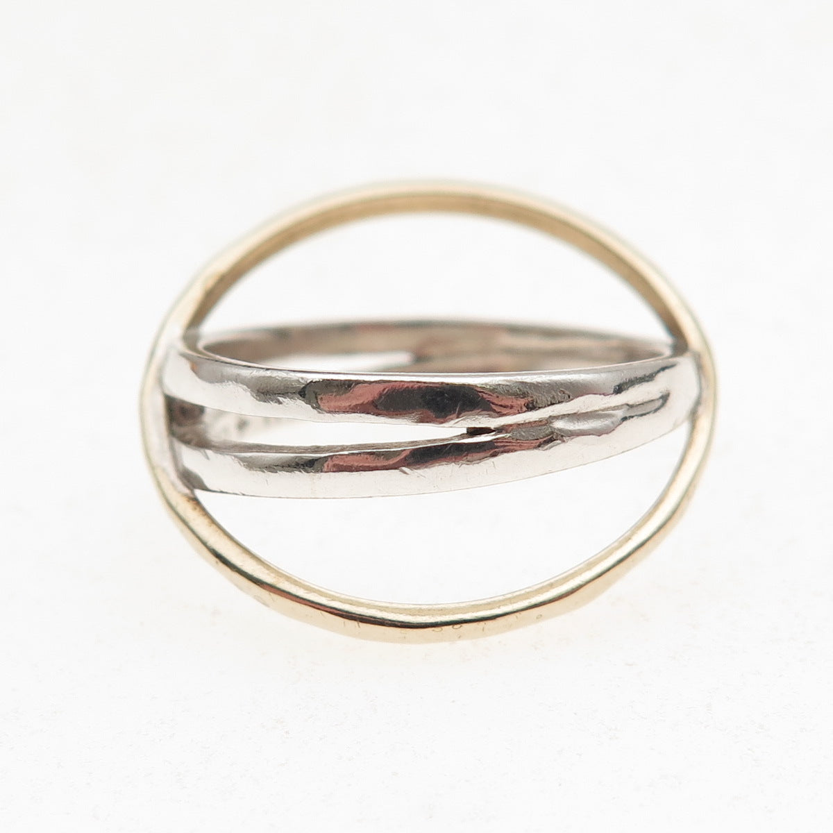 Silpada 925 Sterling Silver 2-Tone Vintage Hammered Crisscross Ring Size 8
