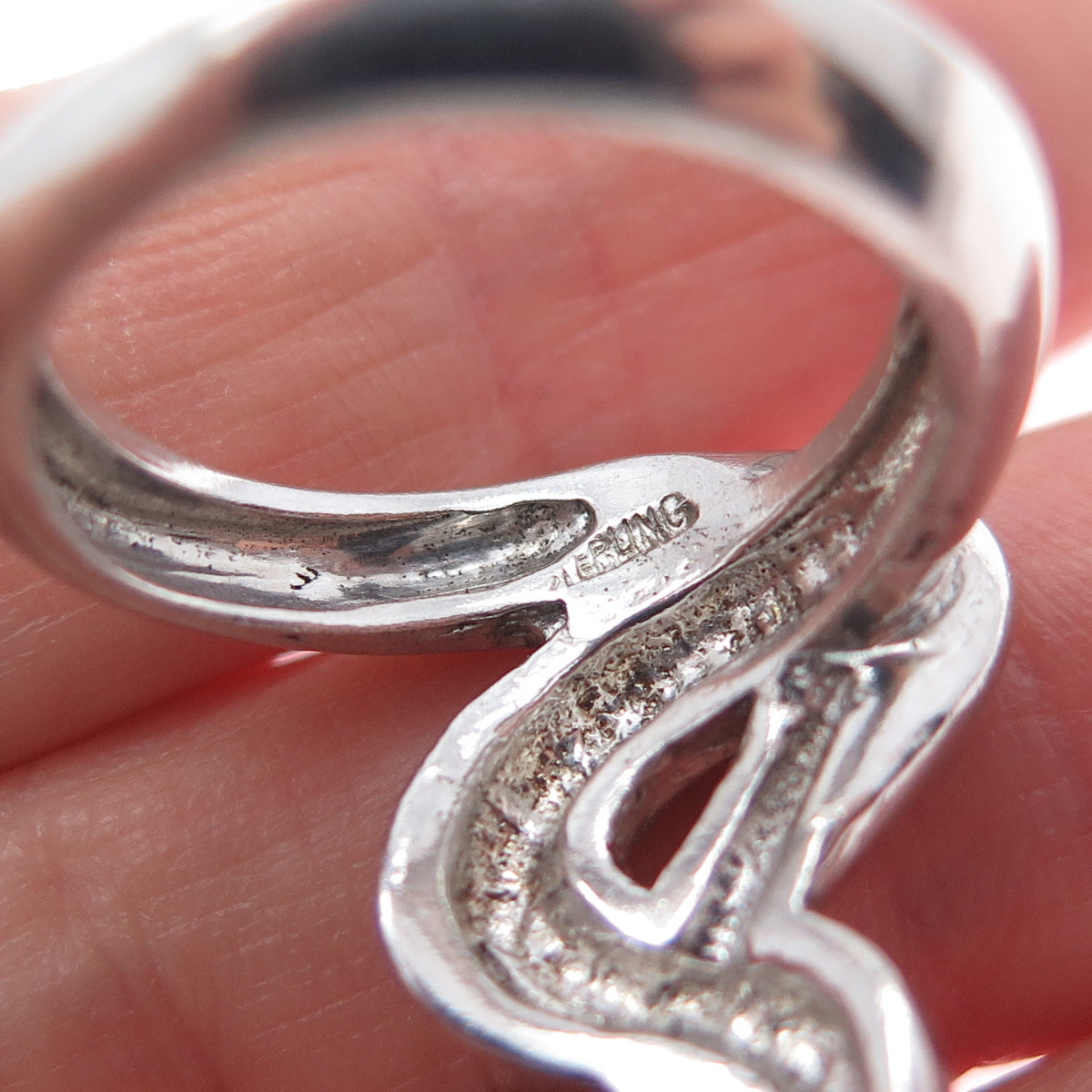 925 Sterling Silver Vintage Snake Ring Size 7.75