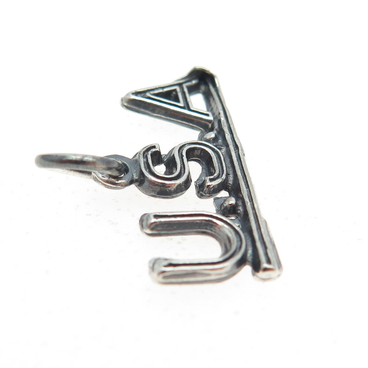 925 Sterling Silver Vintage "U. S. A" Charm Pendant
