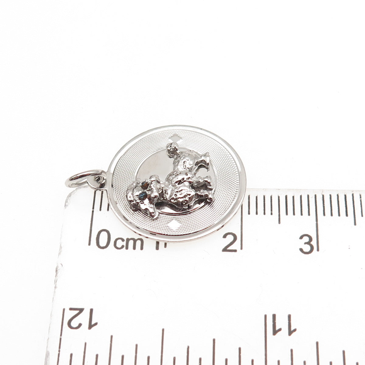 925 Sterling Silver Vintage Blue Rhinestone Poodle Dog Charm Pendant