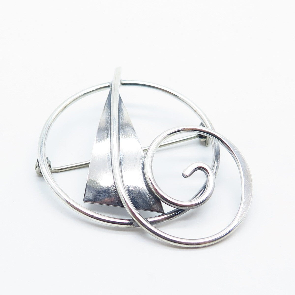 925 Sterling Silver Vintage Abstract Leaf/ Arrow Pin Brooch