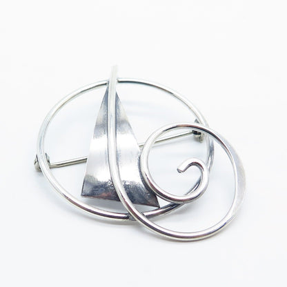 925 Sterling Silver Vintage Abstract Leaf/ Arrow Pin Brooch