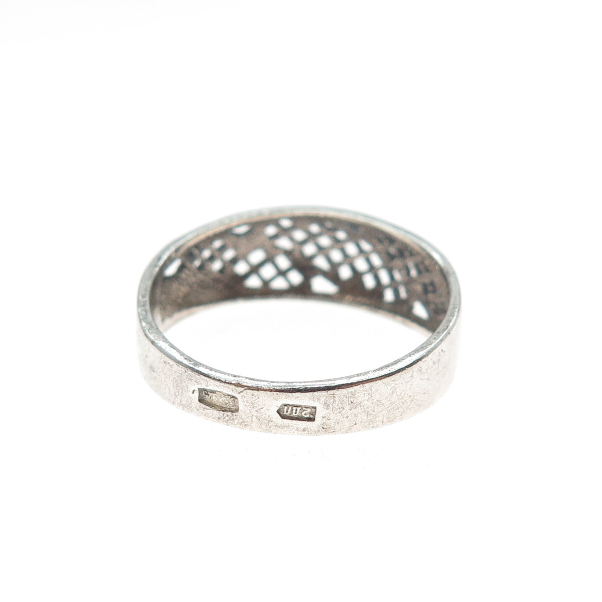 925 Sterling Silver Vintage European Mesh Oxidized Ring Size 7.75