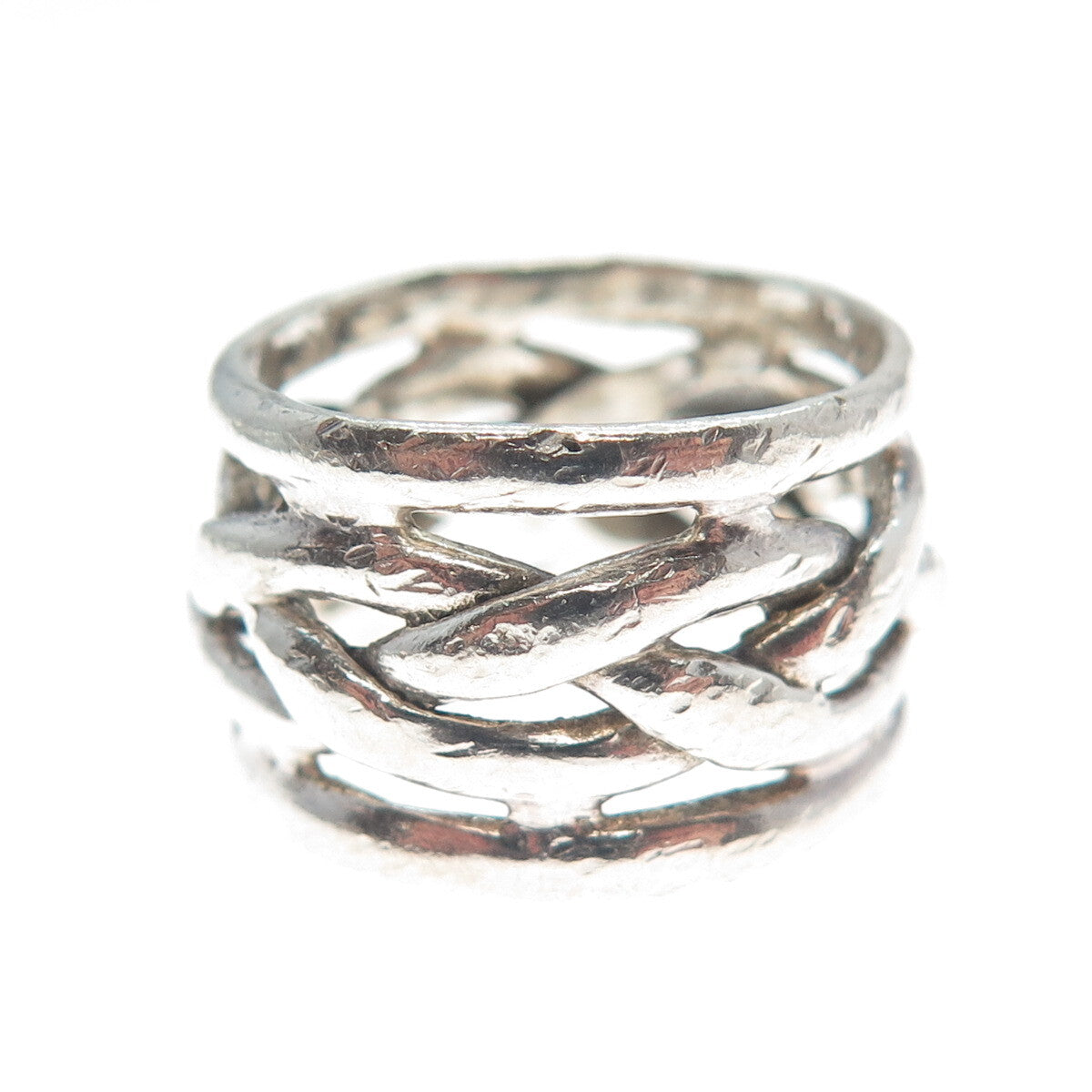 925 Sterling Silver Vintage Woven Band Ring Size 7.25