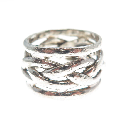 925 Sterling Silver Vintage Woven Band Ring Size 7.25