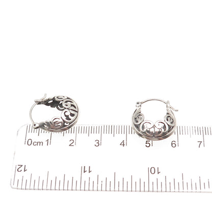 Silpada 925 Sterling Silver Vintage Ornate Oxidized Hoop Earrings