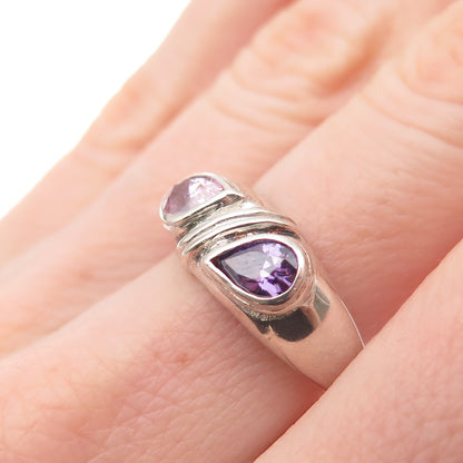 Charles Winston 925 Sterling Silver Vintage Lavender C Z Modernist Ring Size 8