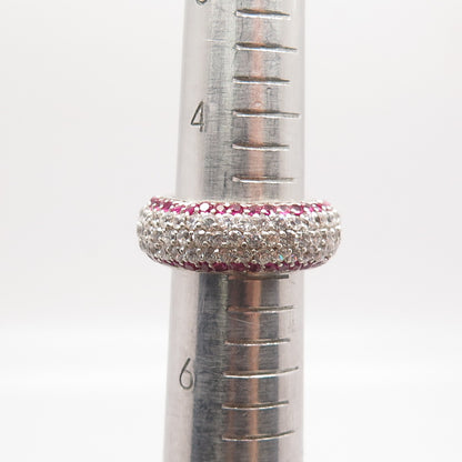 925 Sterling Silver ADI Lab-Created Sapphire & C Z Band Ring Size 5.25