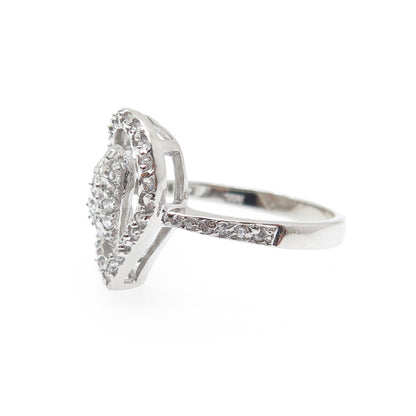 925 Sterling Silver Round-Cut C Z Heart Ring Size 7