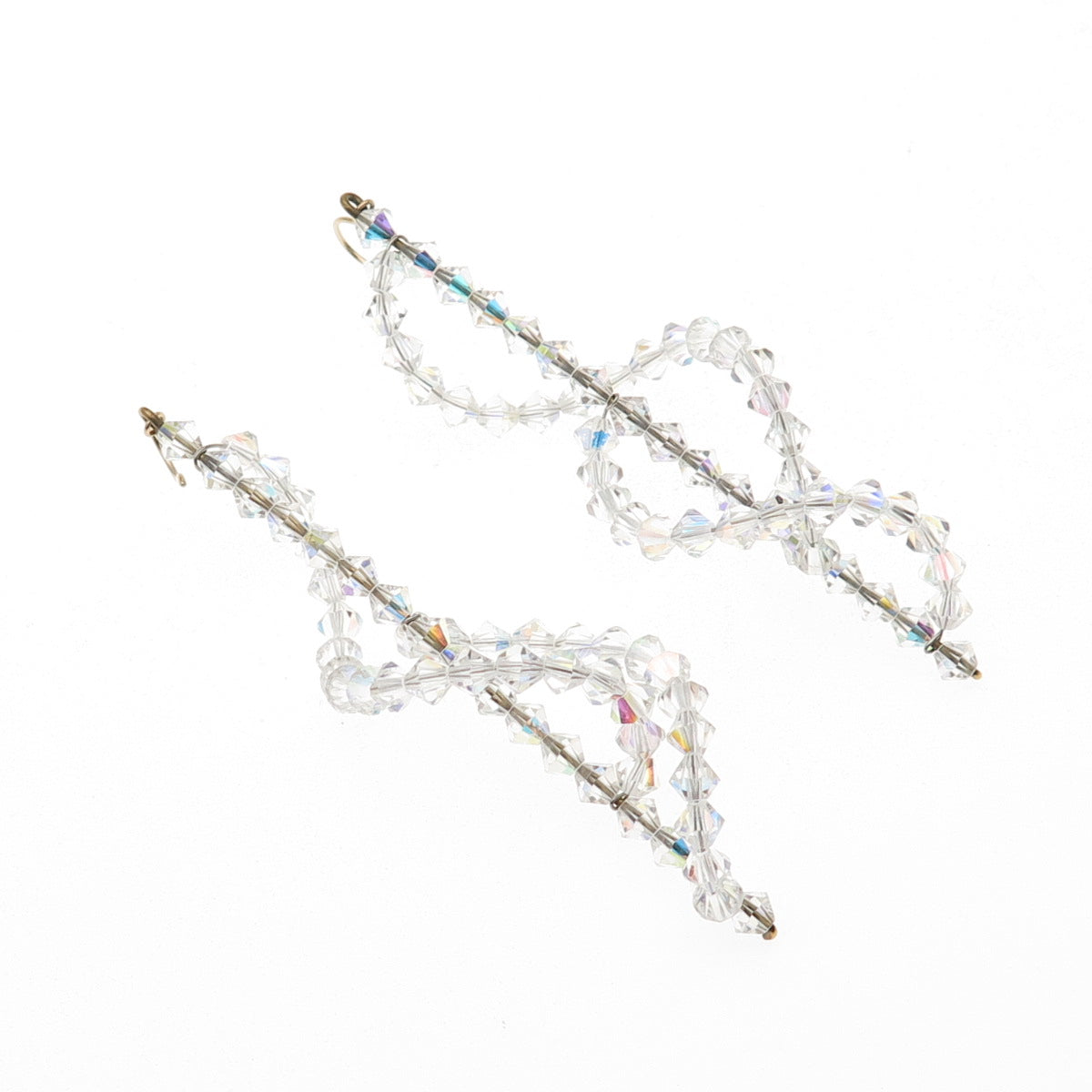 Gold Filled Vintage Crystal Beads Twisted Dangle Earrings