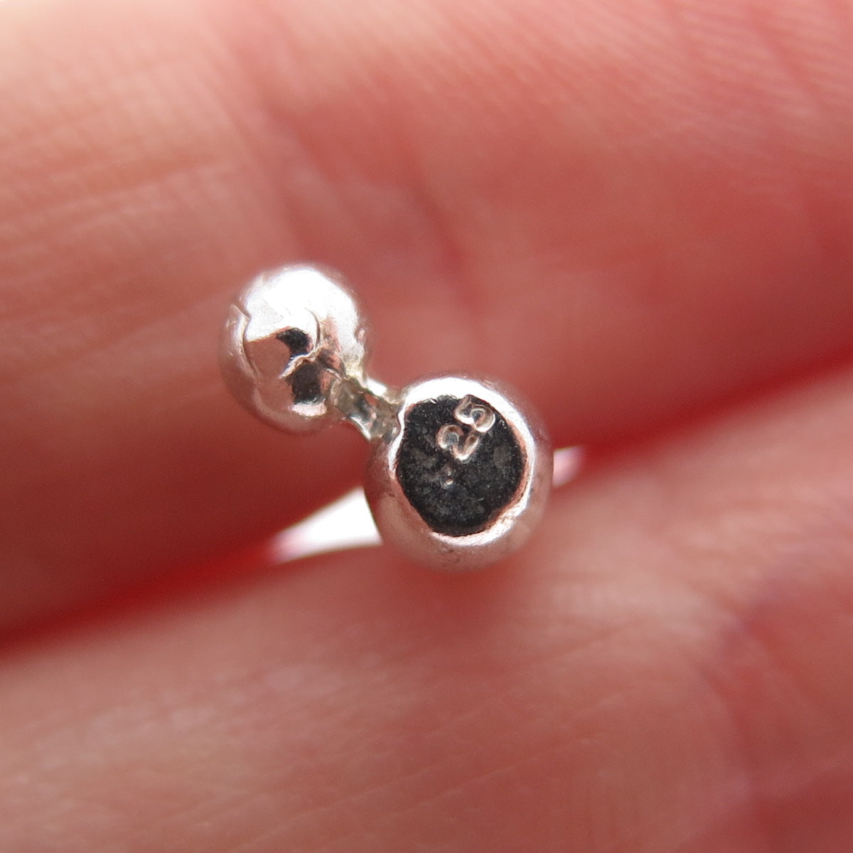 925 Sterling Silver Vintage Bowling Minimalist 3D Charm Pendant