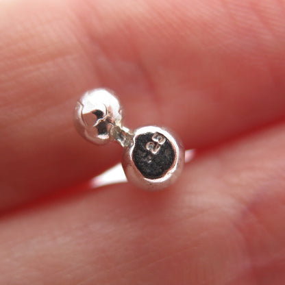 925 Sterling Silver Vintage Bowling Minimalist 3D Charm Pendant