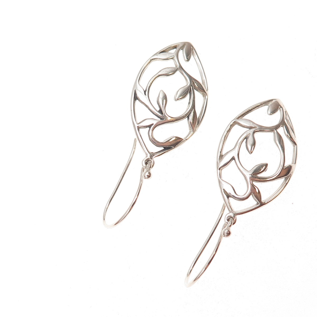 925 Sterling Silver Vintage Floral Dangle Earrings