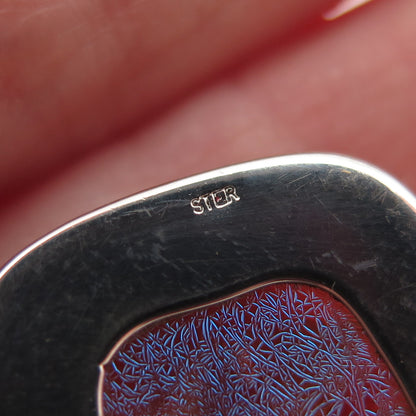 925 Sterling Silver Vintage Dichroic Glass Modernist Charm Pendant