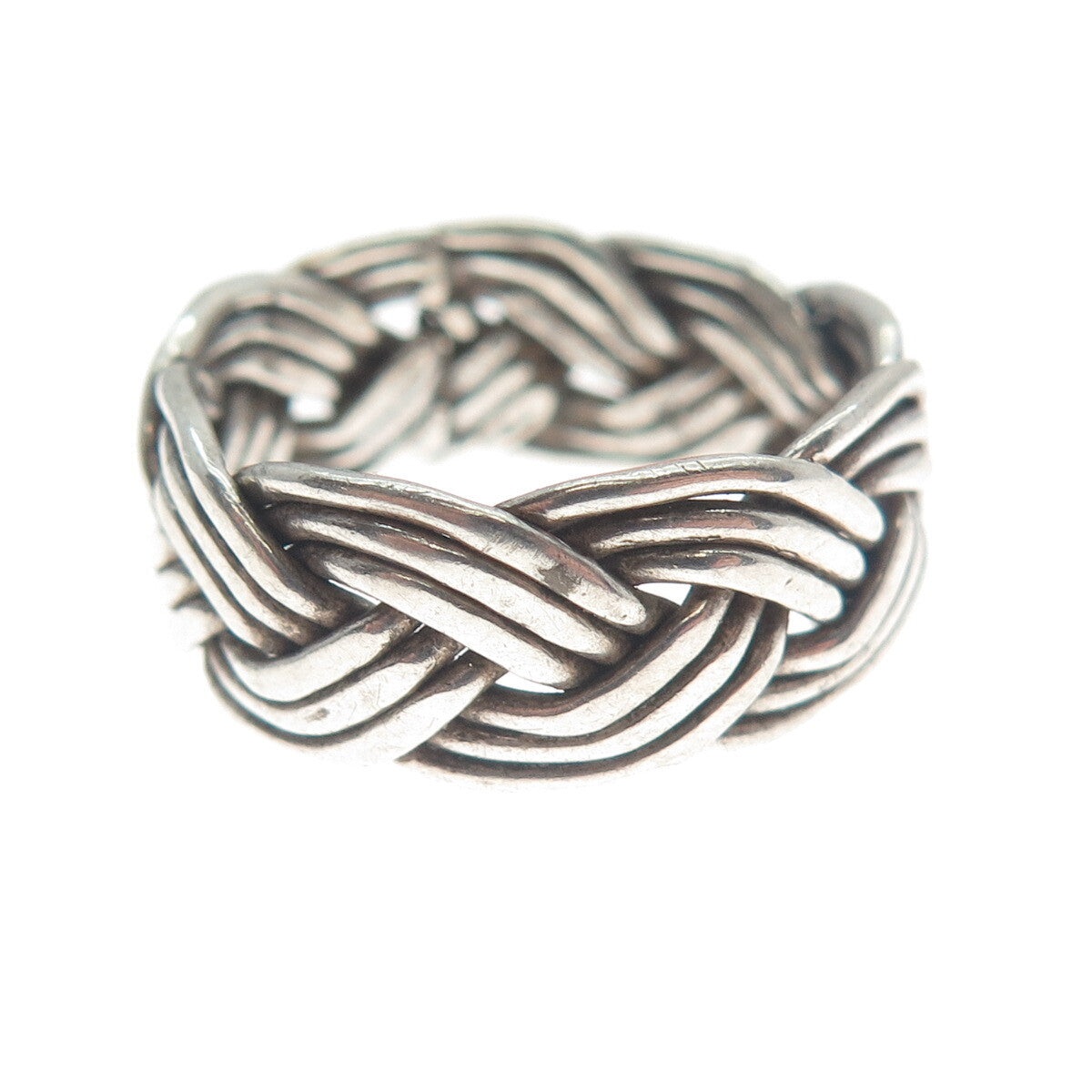 925 Sterling Silver Vintage Mexico Wicker Band Ring Size 9.25