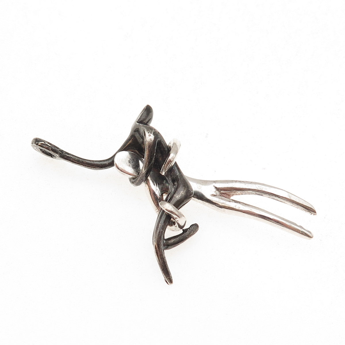 925 Sterling Black Rhodium Vintage Mexico Dancing Couple Modernist Pendant