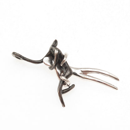 925 Sterling Black Rhodium Vintage Mexico Dancing Couple Modernist Pendant